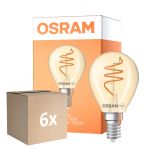 Mehrfachpackung 6x Osram Vintage 1906 LED Classic Slim E14 Birne Fadenlampe Gold 4.9W 470lm - 922 Extra Warmweiß | Höchste Farbwiedergabe - Dimmbar - Ersatz Für 40W