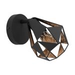 Eglo Wandleuchte Carlton 7 Stahl Schwarz Bernstein | IP20 - Geeignet für 1x E27