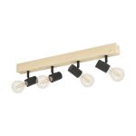 Eglo Deckenleuchte Townshend 3 Holz Stahl Schwarz | IP20 - Geeignet für 4x E27 