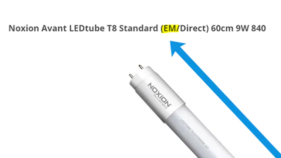 EM als Abk&uuml;rzung f&uuml;r ein konventionelles Vorschaltger&auml;t im Produkttitel einer LED-R&ouml;hre